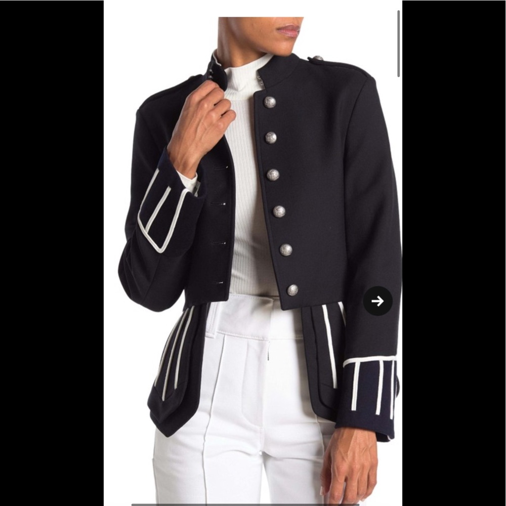 Burberry London Navy Blue Ridgeton Wool Military Coat